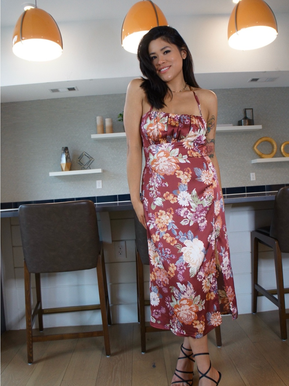 Dress Forum Burgundy Floral Slip Dress